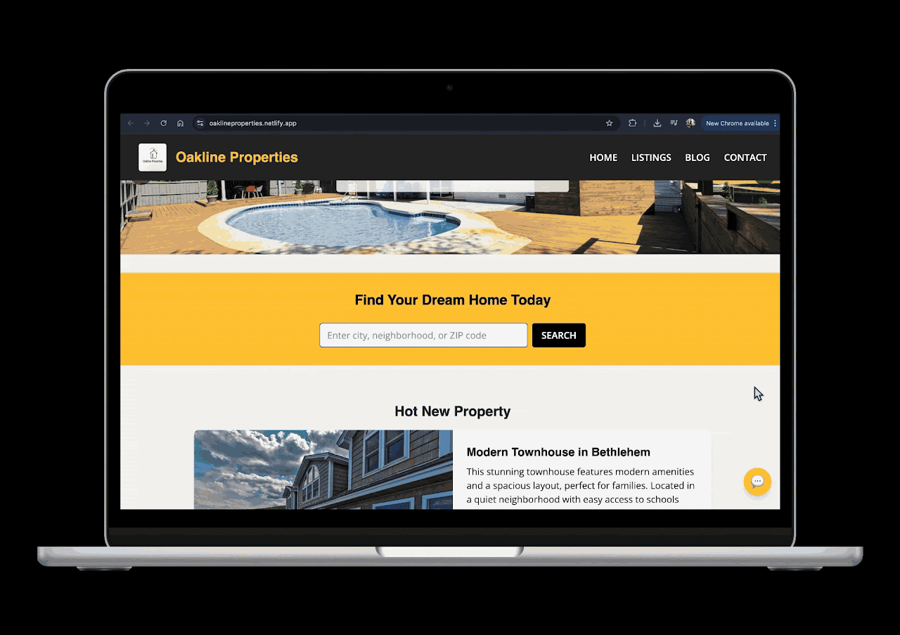 Oakline Properties website preview