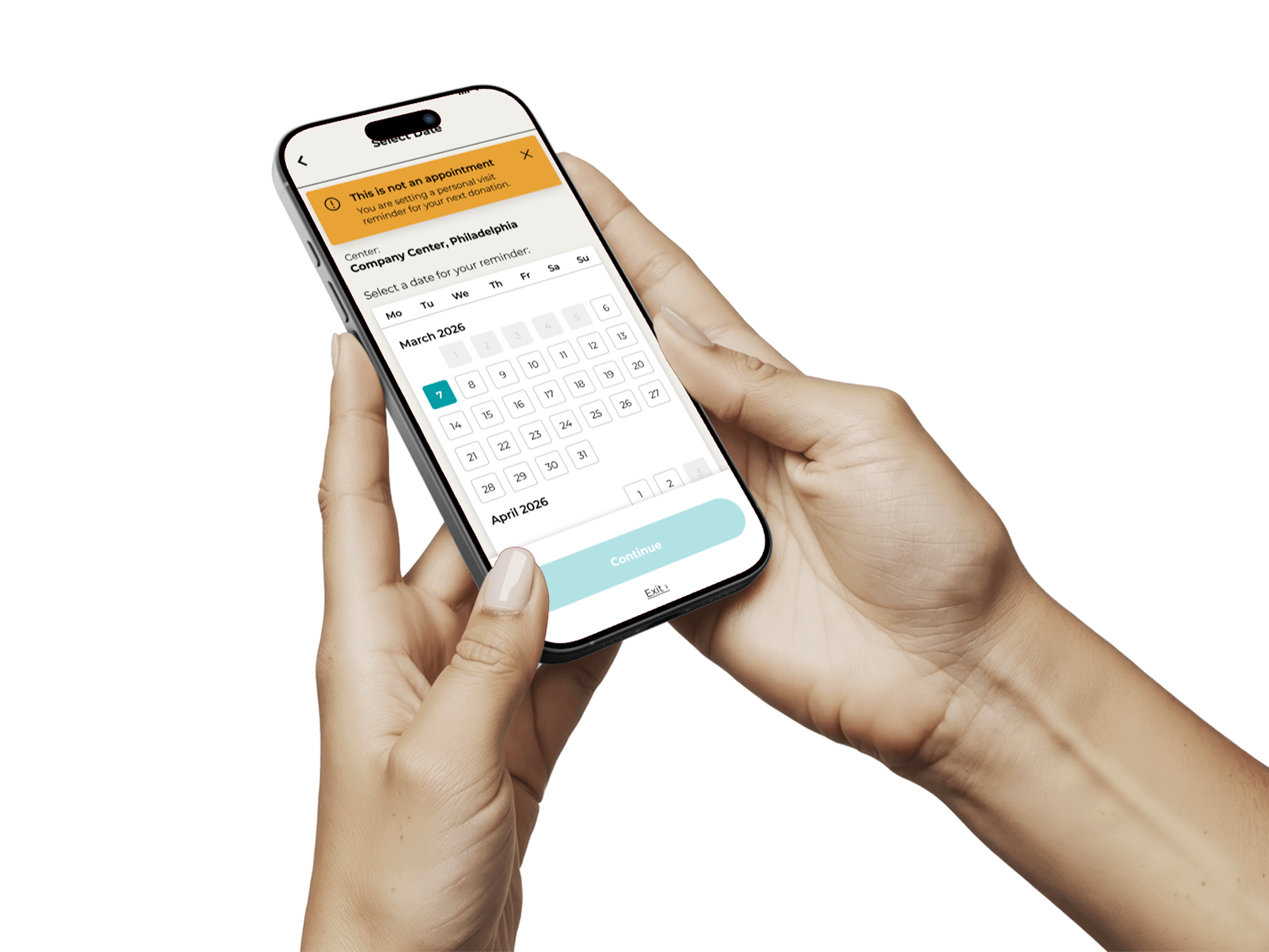 Visit reminder flow main mockup