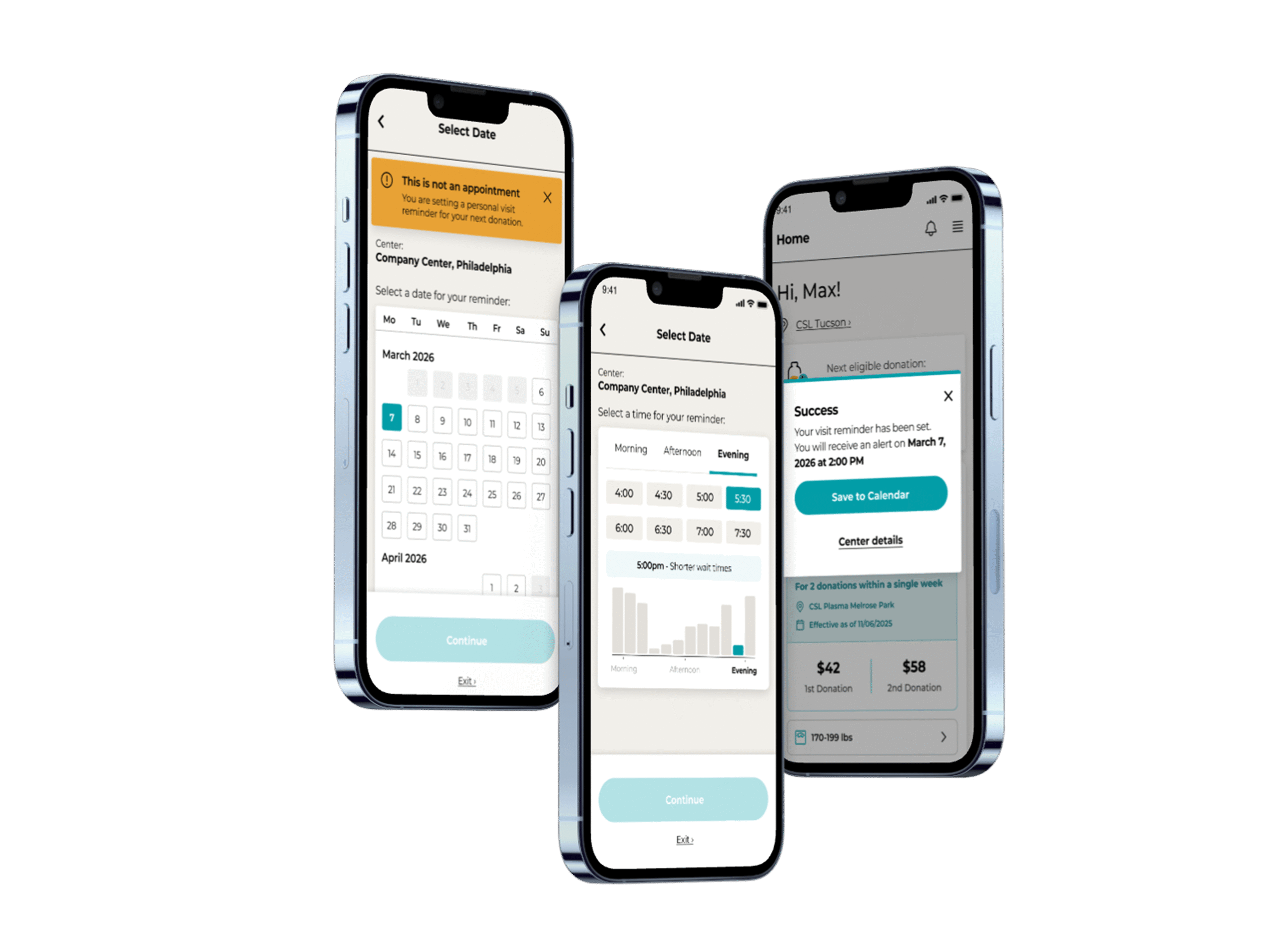 Additional visit reminder flow mockup