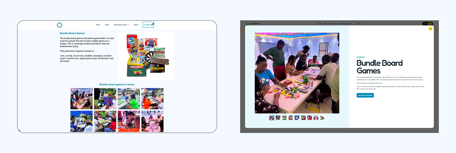 Gamezone events experience rebuilt from existing WordPress content